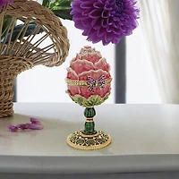 5.5" A Garden Rose Treasure Romanov Style Enameled Egg