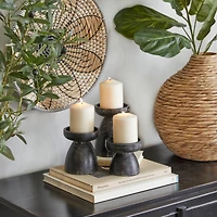 Black Traditional Candle Holder Set