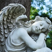 19" Gray Resting Angel Outdoor Statue