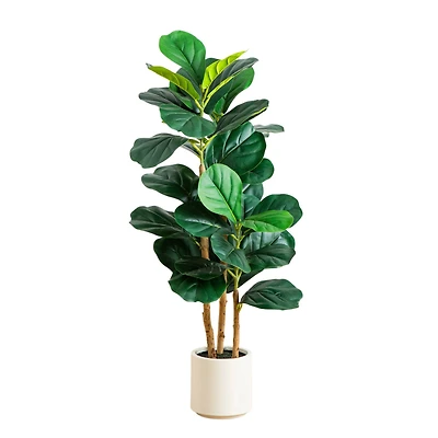 3ft. Artificial Fiddle Leaf Tree in Decorative White Planter