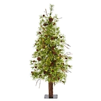 4ft. Pre-Lit Wyoming Alpine & Pinecone Artificial Christmas Tree, Clear LED Lights