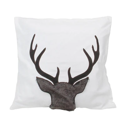 White & Brown Reindeer Throw Pillow Cover