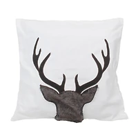 White & Brown Reindeer Throw Pillow Cover