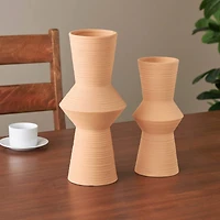 Ceramic Ribbed Cone Shaped Vase Set