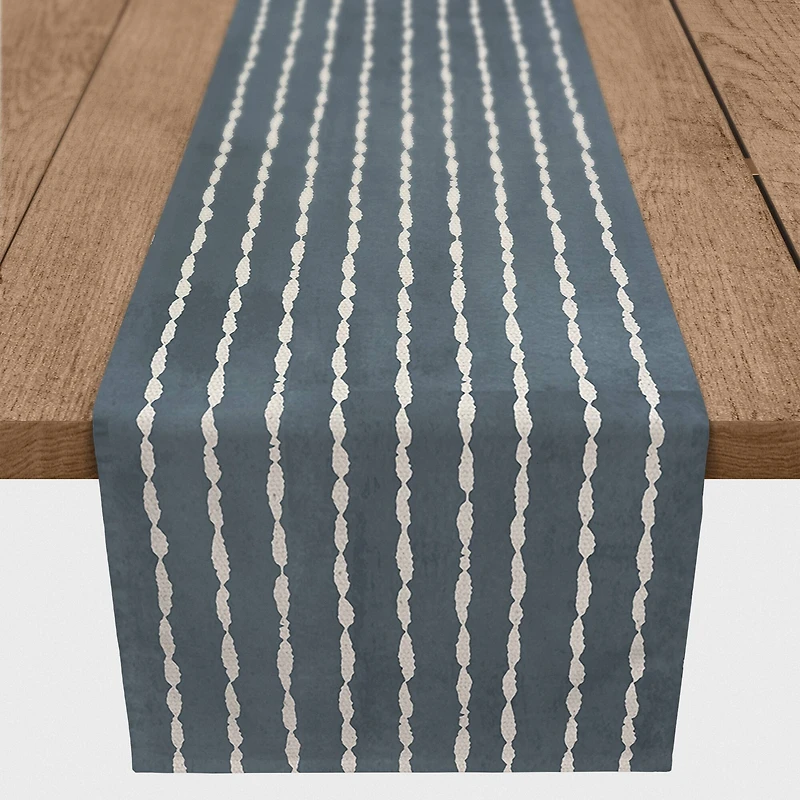 Stripes on Blue Outdoor Table Runner