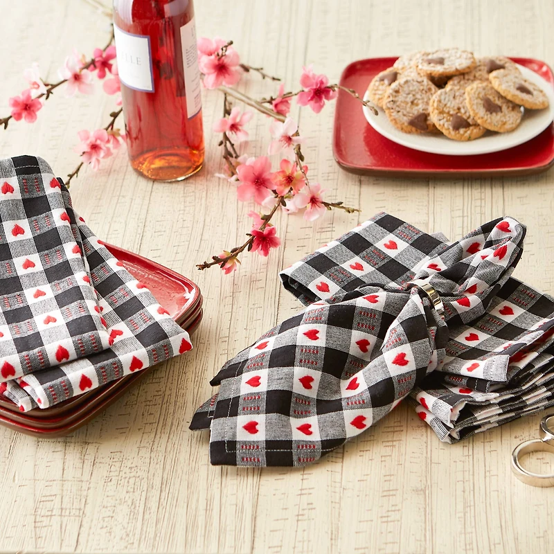 DII® Hearts Dobby Check Napkins, 6ct.
