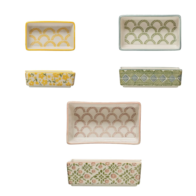 Hello Honey® Hand-Stamped Pattern Stoneware Ramekin Dish Set