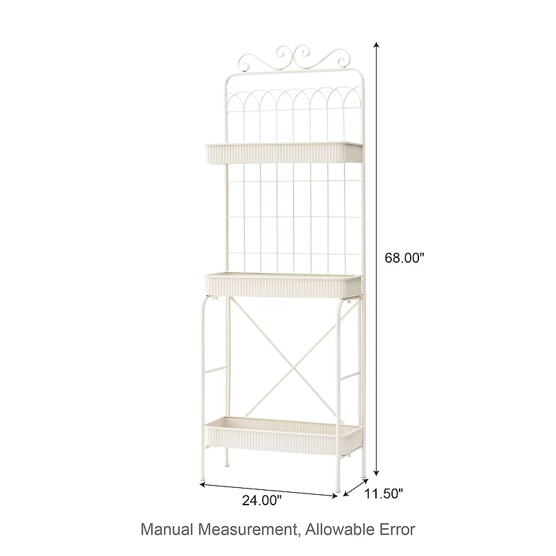 Glitzhome® 68" 3-Tier White Metal Shelf Planter Stand