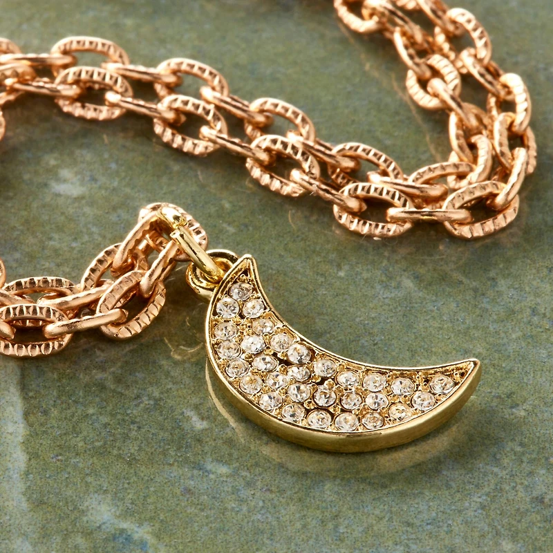 Charmalong™ 14K Gold-Plated Pavé Moon Charm by Bead Landing™