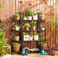 Glitzhome® 4ft. Metal 4-Tiered Corner Shelf Stand