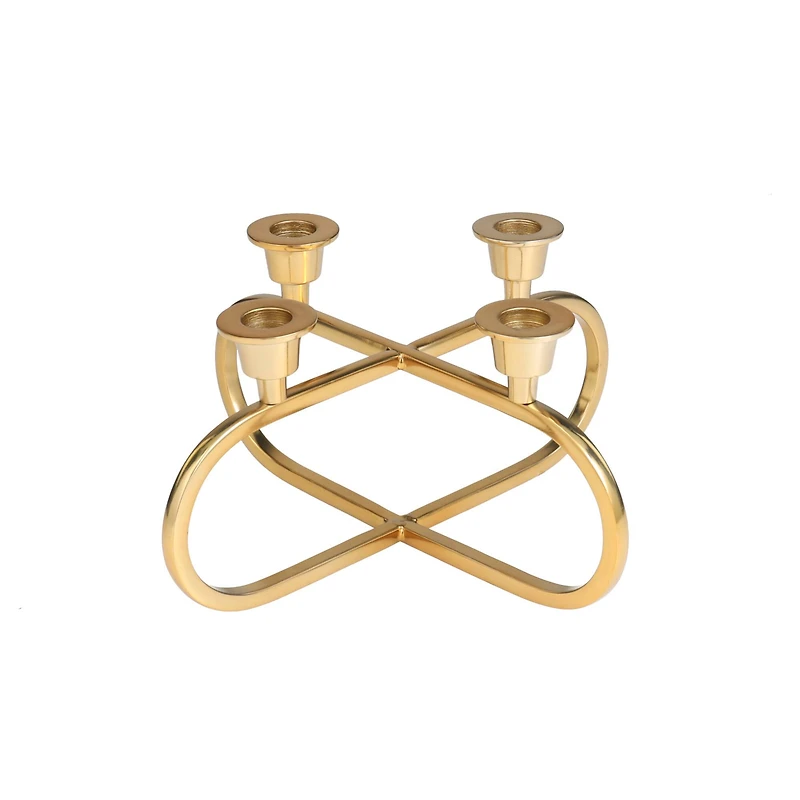 Gold Stainless Steel Overlapping Oval Geometric Candelabra