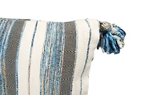Hello Honey® Blue, Gray & Cream Striped Lumbar Pillow with Tassels