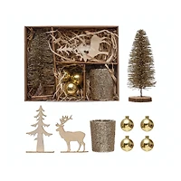 Hello Honey® 8 Piece Gold Christmas Ornaments, Candle & Woodland Icons Candle Garden Kit