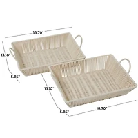 The Novogratz Cream Cotton Handmade Woven Storage Basket with Handles Set of 2 18", 17"