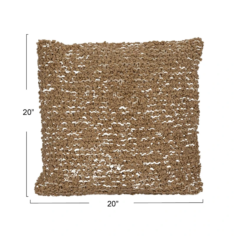 Hello Honey® 20" Tan Woven Cotton Blend Bouclé Pillow