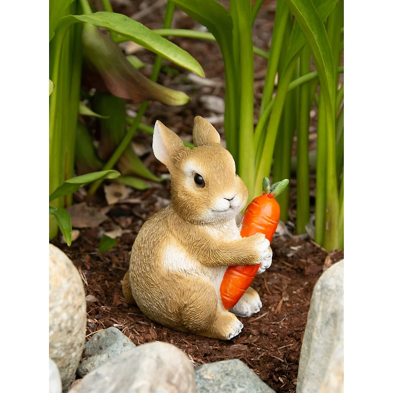 5" Bunny Hugging Carrot Garden Figurine