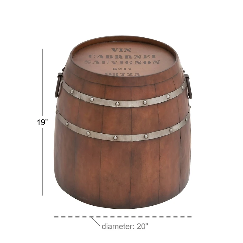 Brown Iron Farmhouse Accent Table, 19" x 20" x 20"