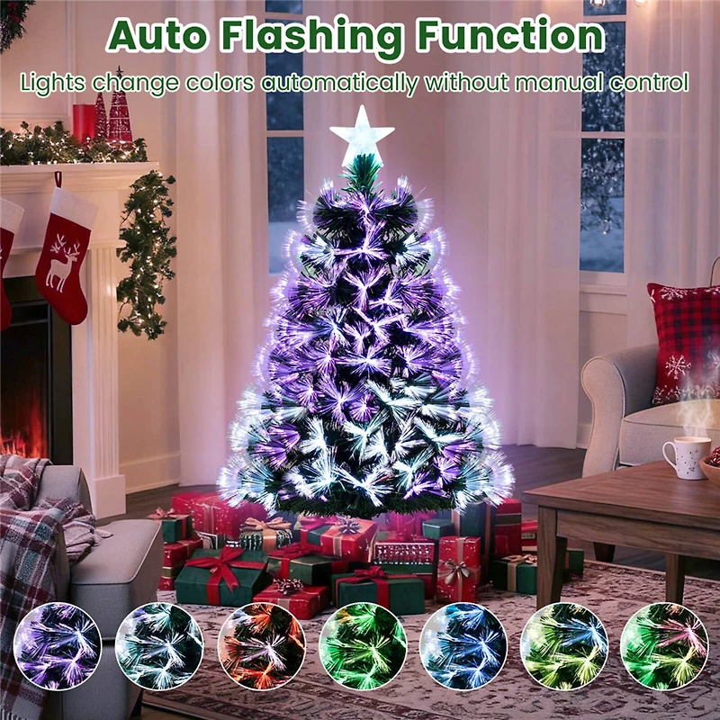 Costway 3ft. Pre‑Lit Fiber Optic Artificial Christmas Tree with Top Star & Folding Metal Stand