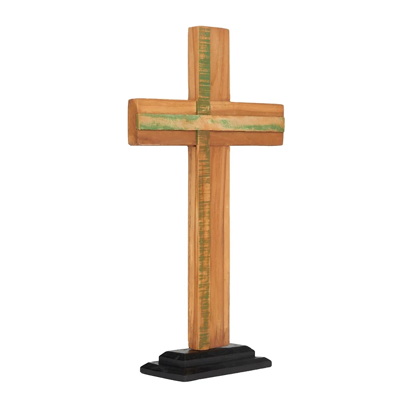 21" Brown Natural Cross Sculpture