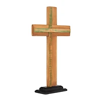 21" Brown Natural Cross Sculpture