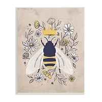 Stupell Industries Queen Bee with Crown Yellow White Daisy Florals Wall Plaque