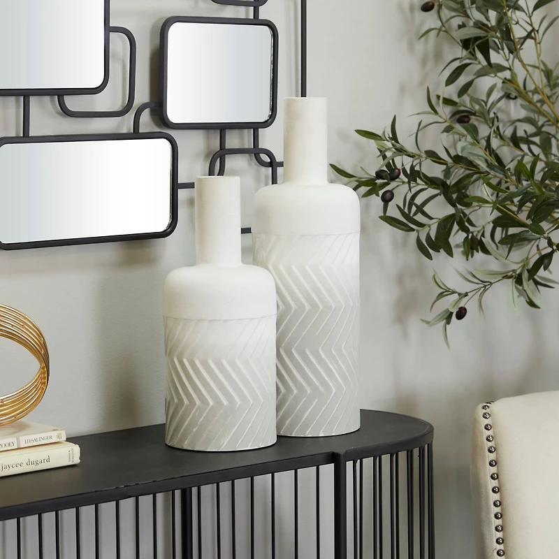 White Metal Modern Vase Set