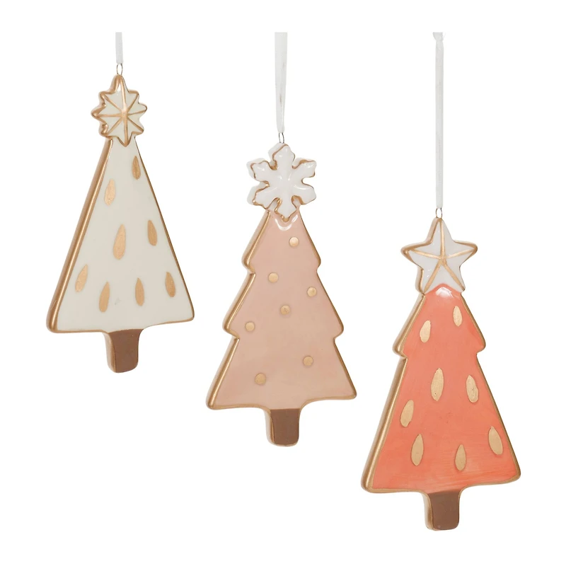 4" Ceramic Pine Tree Ornaments Set