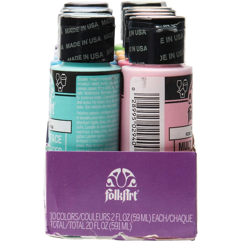 6 Packs: 10 ct. (60 total) FolkArt® Brights Multi-Surface Acrylic Paint Set