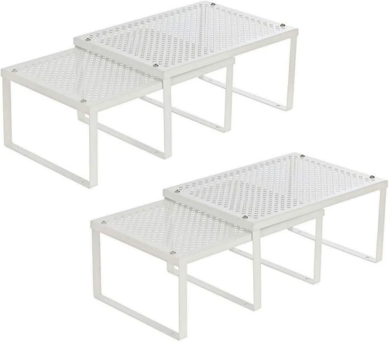 NEX™ White Expandable Counter Cabinet Shelf Organizer Set