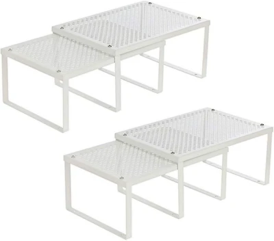 NEX™ White Expandable Counter Cabinet Shelf Organizer Set