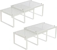 NEX™ White Expandable Counter Cabinet Shelf Organizer Set