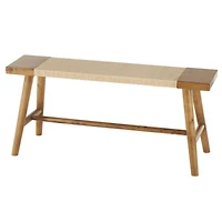 40" Brown Wood Handmade Traditional Home Bench with Rope Wrapped Seat