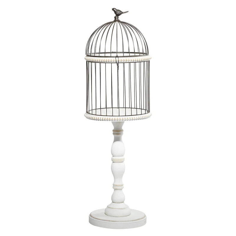 White Wood Farmhouse Birdcage, 44" x 14" x 14"