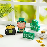 Glitzhome® St. Patrick's Shamrock, Pot of Gold & Leprechaun Table Décor Set