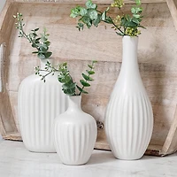 Kate Aspen® White Textured Ceramic Minimalist Vase Set