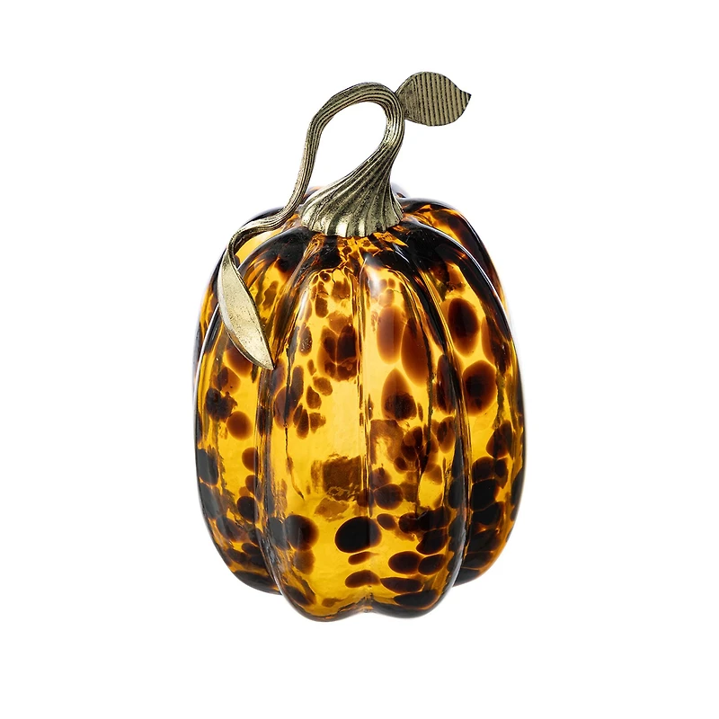 Glitzhome® Amber Dots Glass Pumpkin