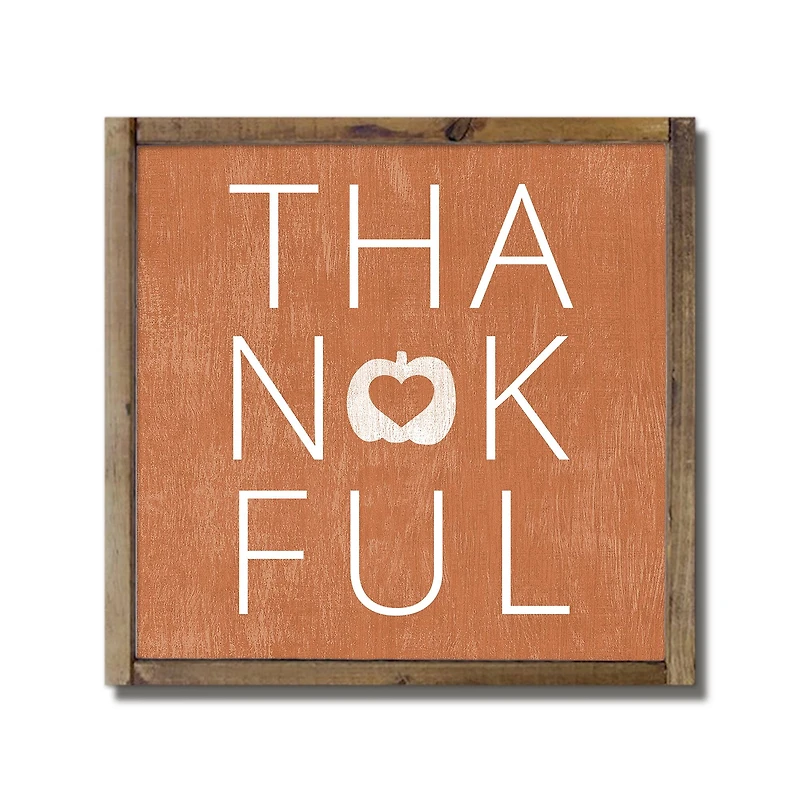 Thankful Pumpkin Framed Wood Wall Hanging