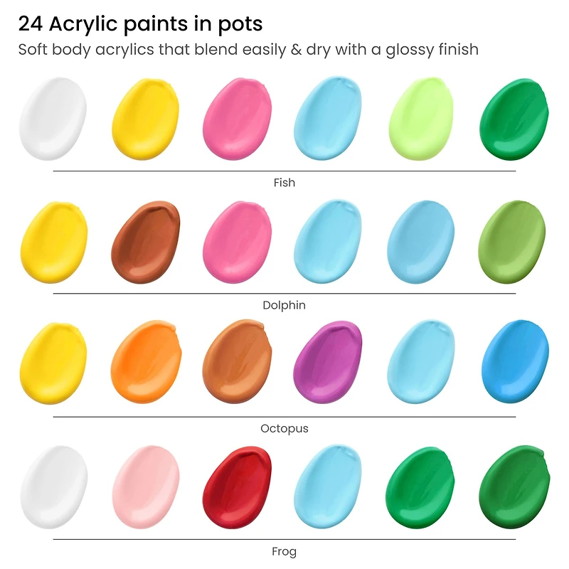 Arteza® Kids Canvas Paint Kit, 4 8x8 Canvas with Brushes & Paints Water Creatures