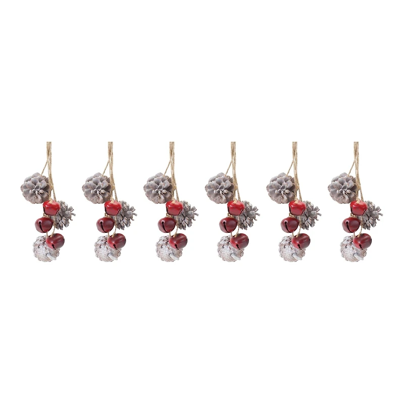 6ct. Bell & Pinecone Drop Ornaments