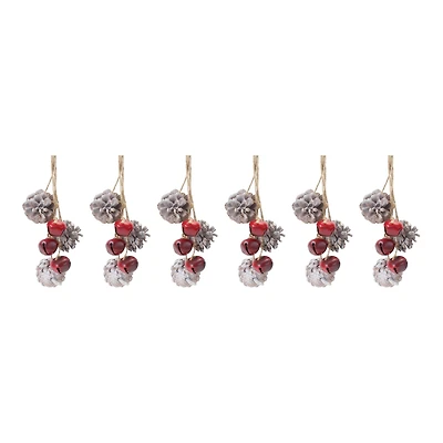 6ct. Bell & Pinecone Drop Ornaments
