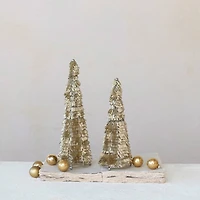 Hello Honey® 13" Tall Gold & Nickel Wire & Glass Beaded Christmas Tree