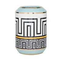 Teal Stoneware Modern Vase, 9" x 6" x 6"