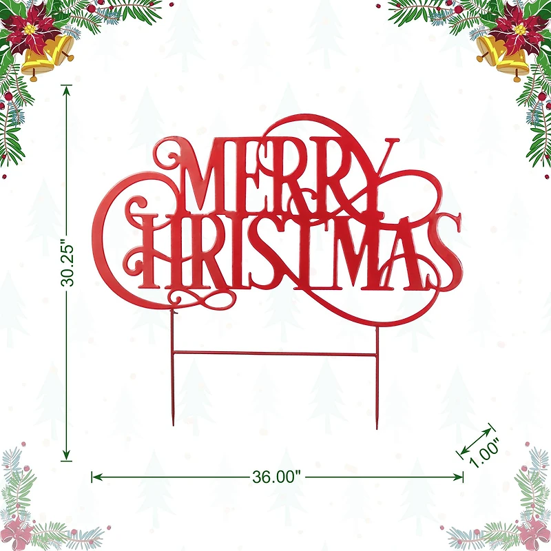 Glitzhome® 36" Oversized Metal Christmas "MERRY CHRISTMAS" Yard Stake
