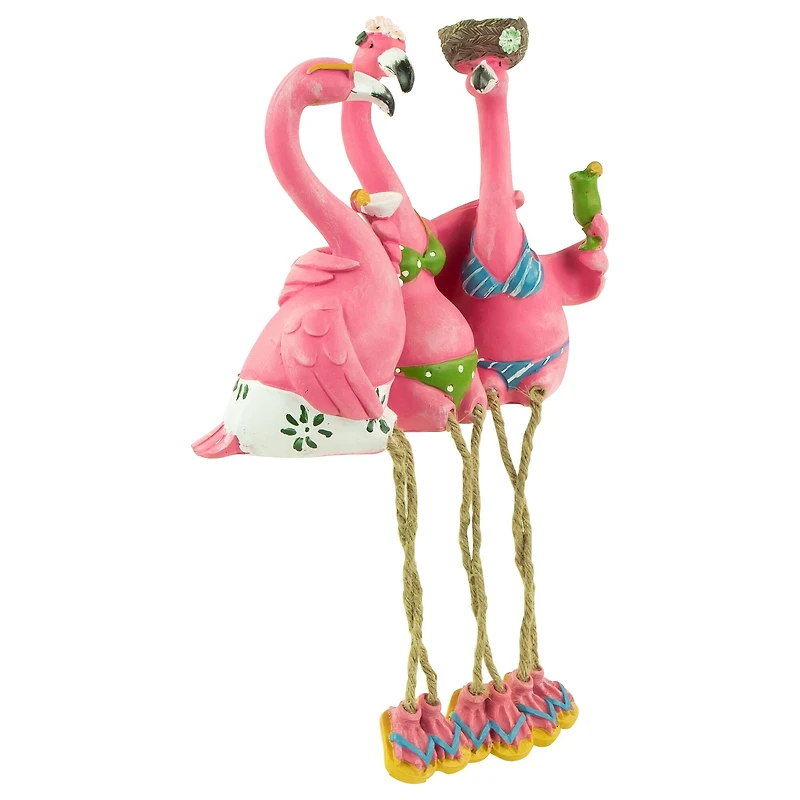9" Three Amigos Beach Flamingos Outdoor Garden Statue
