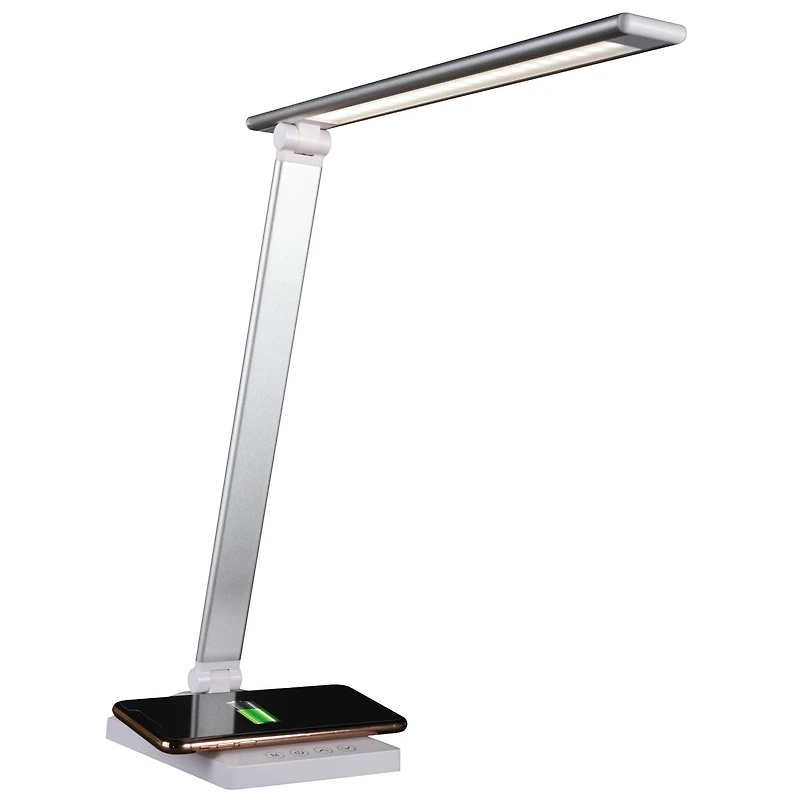 OttLite 22" White Entice LED Desk Lamp with Wireless Charging