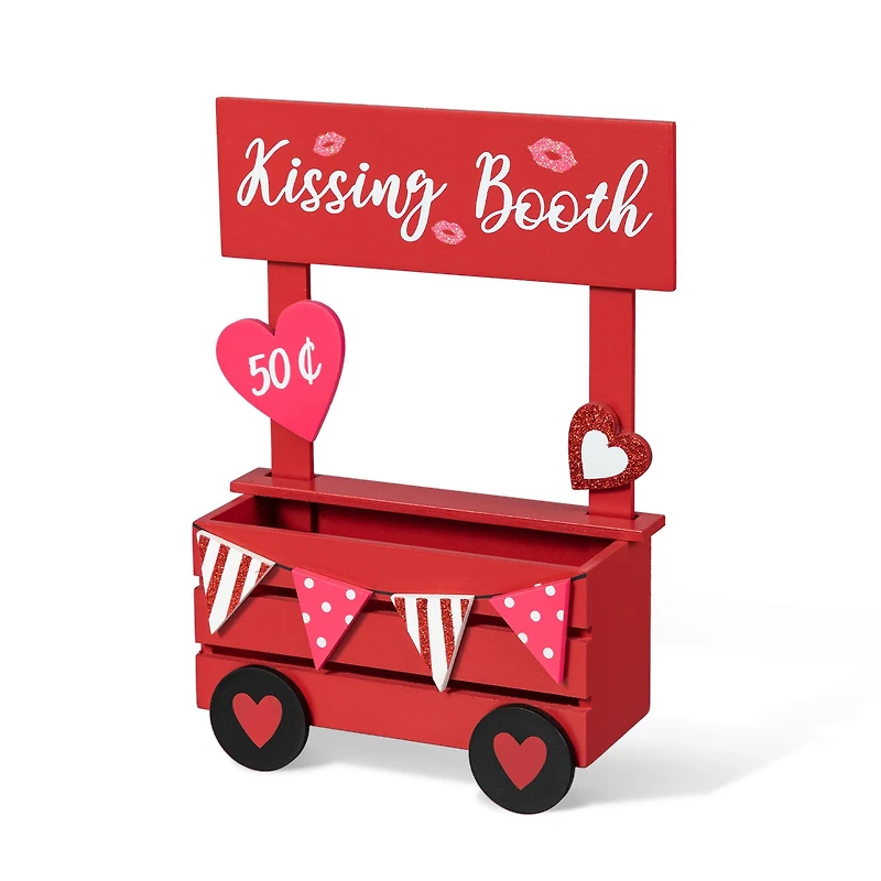 Glitzhome® 10" Valentine's Wooden Kissing Booth Table Décor