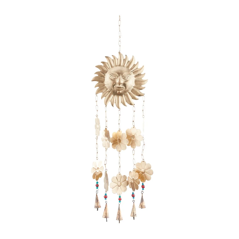 Gold Metal Eclectic Windchime, 11" x 1" x 32"