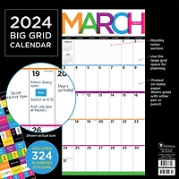 TF Publishing 2024 Big & Bright Grid Wall Calendar