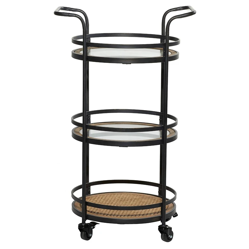 Brown Wood Industrial Bar Cart 35" x 21" x 16"