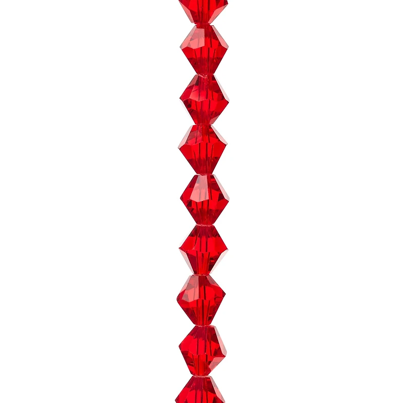 12 Pack: Red Glass Faceted Bicone Beads, 8mm by Bead Landing™